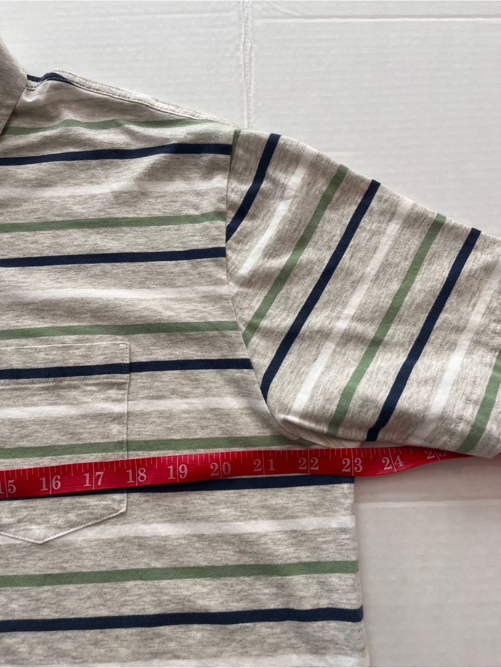 Patagonia Men's Short Sleeve Polo Shirt with Navy & Green Stripes - Picture 5 of 7